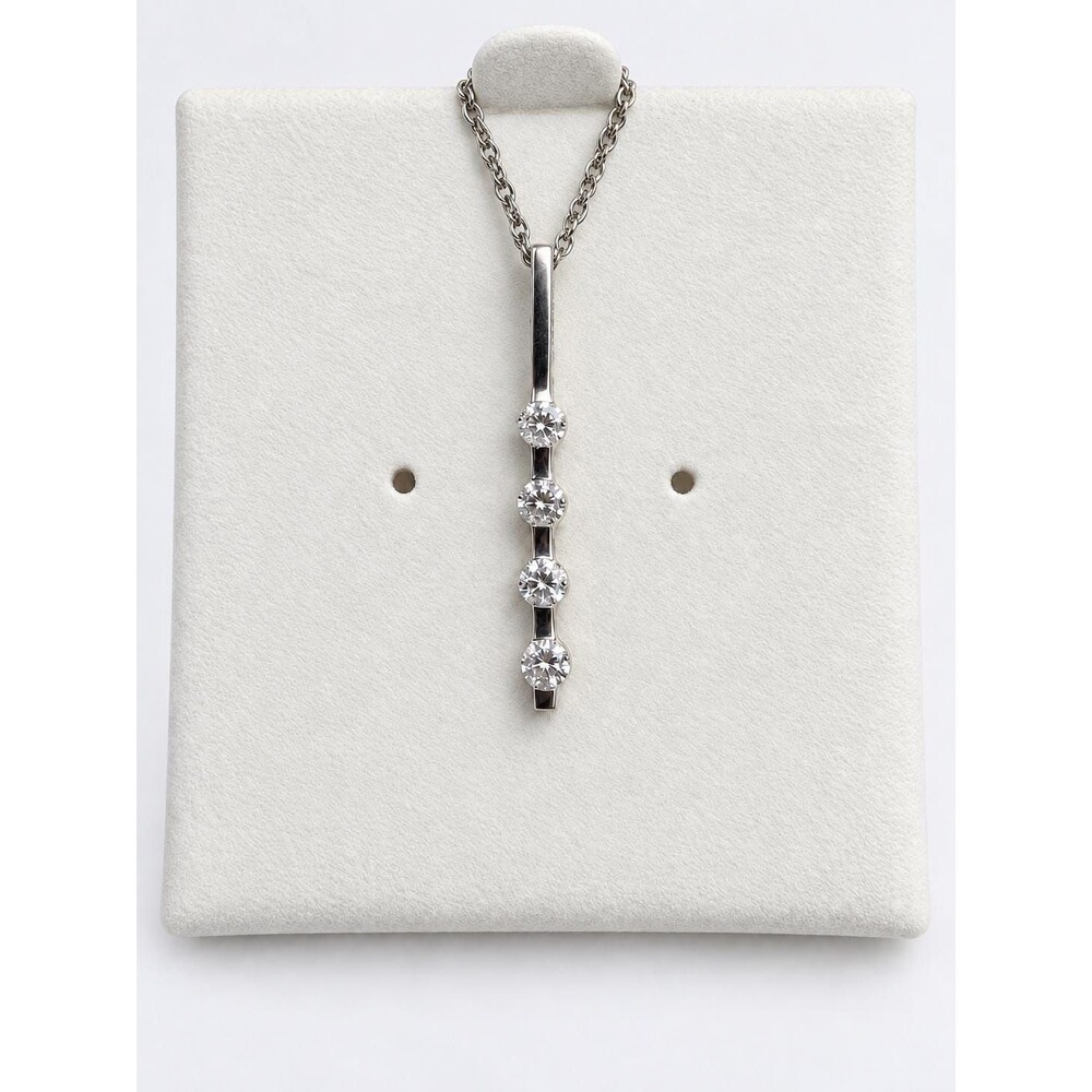 Cubic Zirconia Four-Stone Vertical Drop Pendant Necklace – Sterling Silver